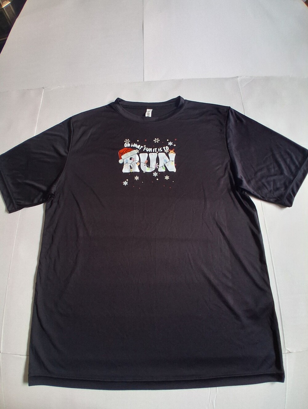 Men's Black 'RUN' Holiday Graphic Crew Neck Tee